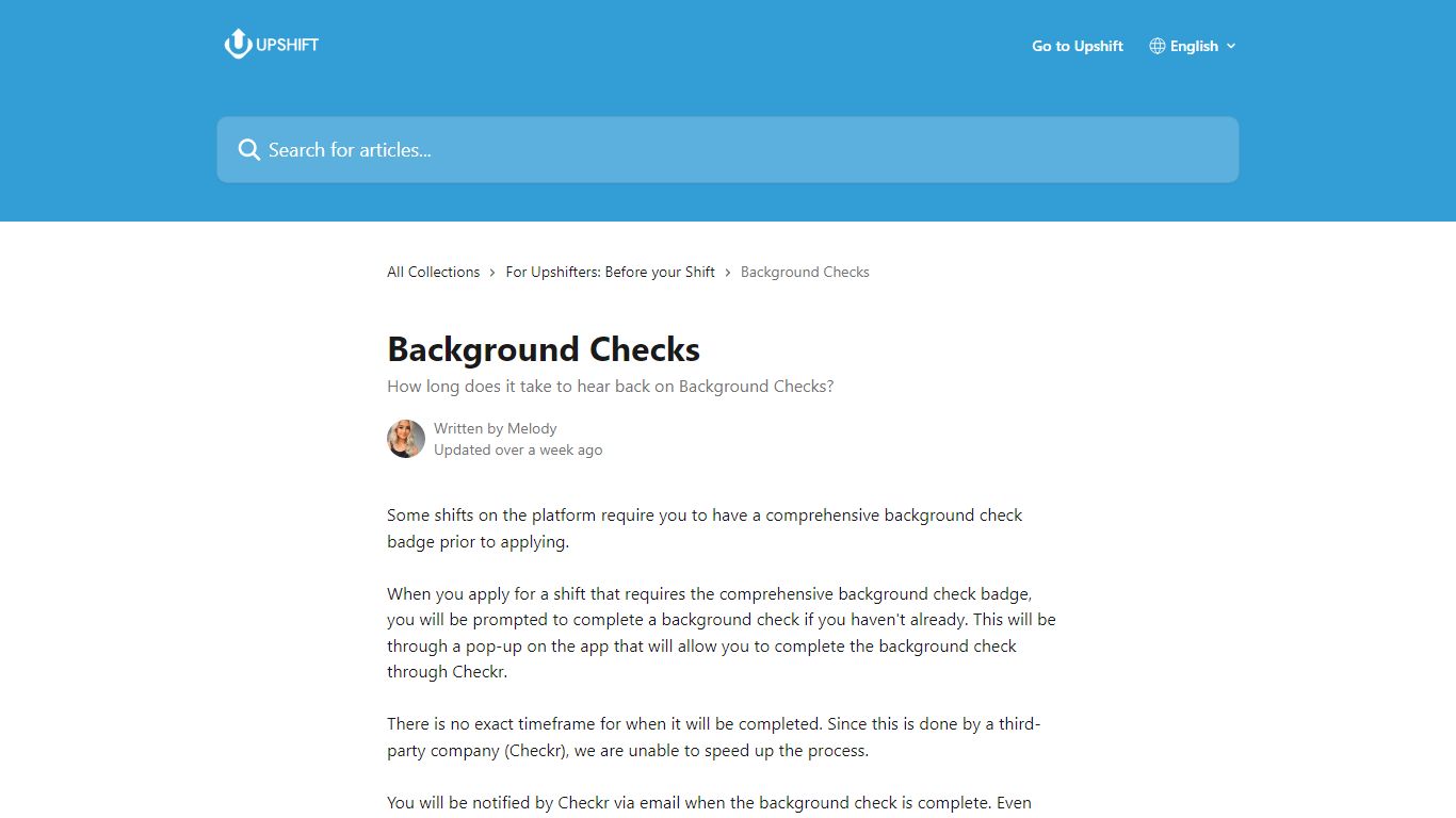 Background Checks | Upshift Help Center